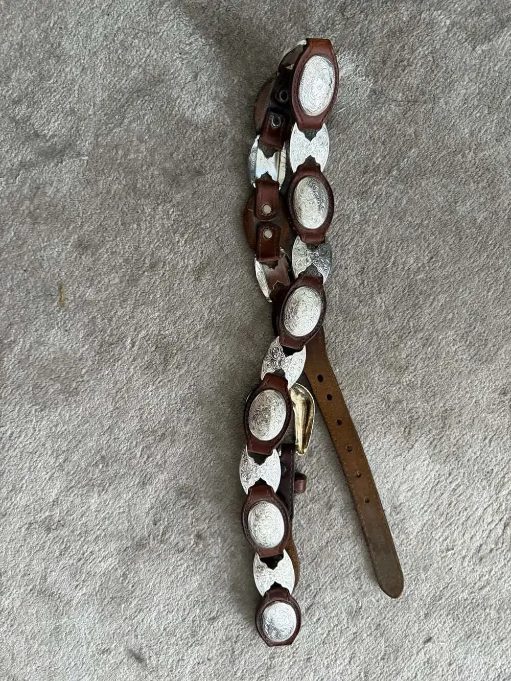 Vintage 1996 Tony Lama Brown Leather Concho Western Belt